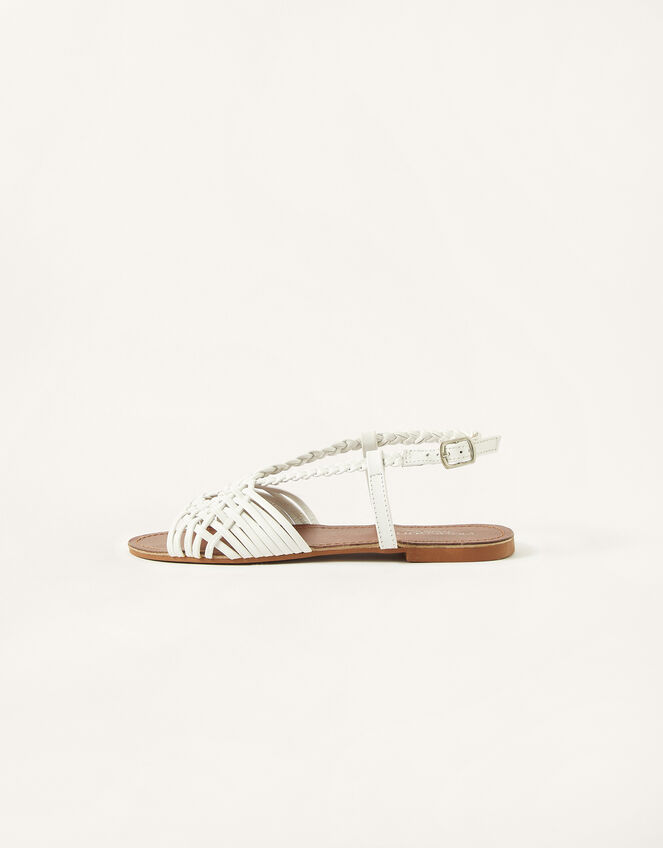 Plait Leather Flat Sandals White | Women's Shoes | Monsoon UK.