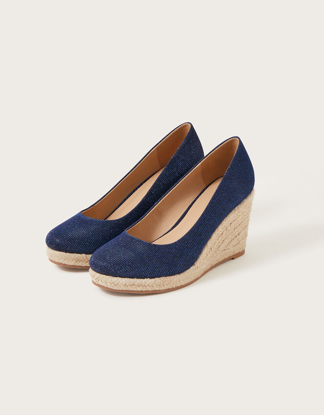 pin Rubber vat Canvas Espadrille Wedges Blue | Women's Shoes | Monsoon UK.