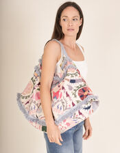 One Hundred Stars Suzani Print Slouch Bag, , large