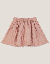 Bow Quilted Satin Skirt, Pink (PALE PINK), large