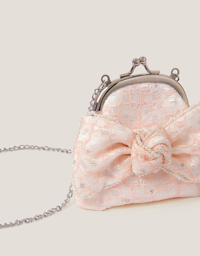 Lace Bow Bridesmaid Bag, Pink (PINK), large