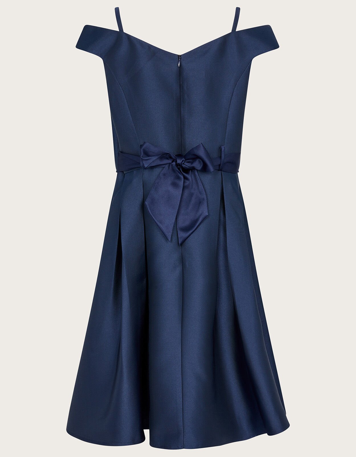 Duchess Twill Bardot Prom Dress Blue