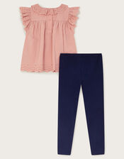 Broiderie Top and Leggings set, Orange (PEACH), large