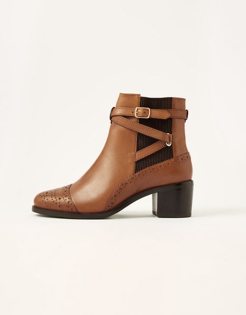 Bethan Leather Brogue Boots, Tan (TAN), large