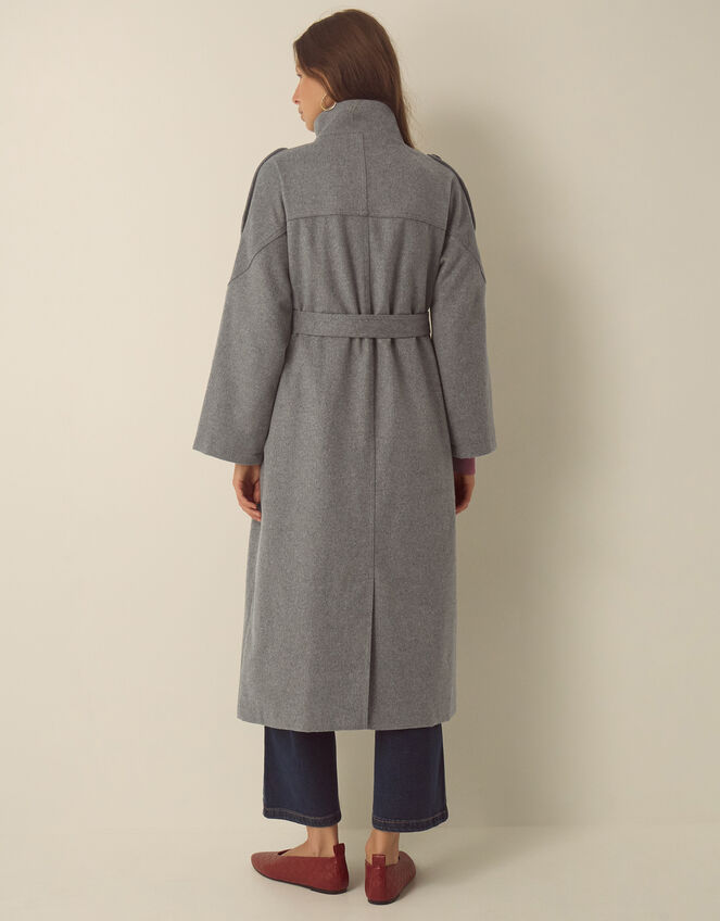 Elise Funnel Neck Wool Blend Coat, Grey (GREY), large