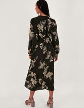 Annette Floral Midi Dress, Black (BLACK), large