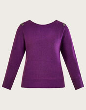 Emma Scoop Back Embellished Jumper, Purple (PURPLE), large