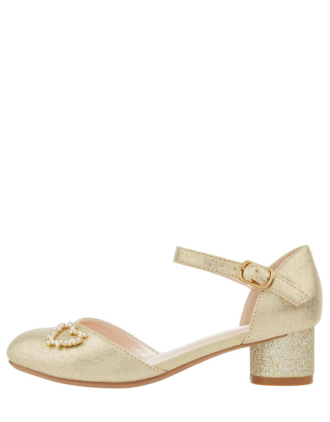Hallie Gold Heart Charm Shoe, Gold (GOLD), large