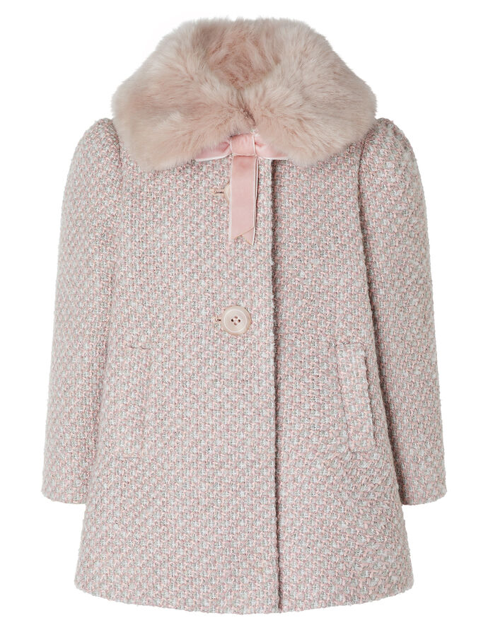 Baby Tweed Coat Pink Coats & Jackets Monsoon UK.