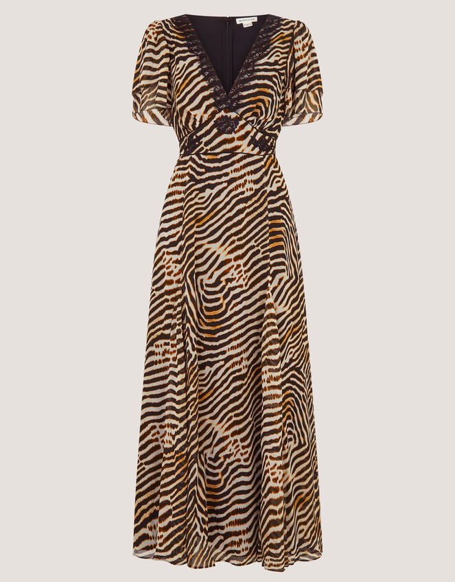 Annie Animal Print Midi Dress, Brown (BROWN), large
