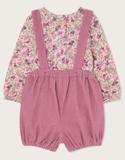 Newborn Ditsy Corduroy Short Dungaree Set , Pink (PINK), large