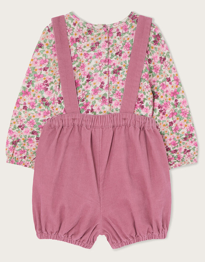 Newborn Ditsy Corduroy Short Dungaree Set , Pink (PINK), large
