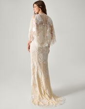 Eileen Cape Embellished Floral Lace Wedding Dress, Ivory (IVORY), large