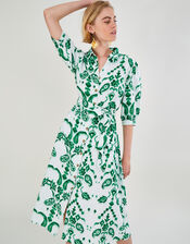 Millie Ikat Shirt Dress, Green (GREEN), large