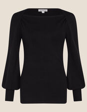 Envelope Neck Jumper, Black (BLACK), large