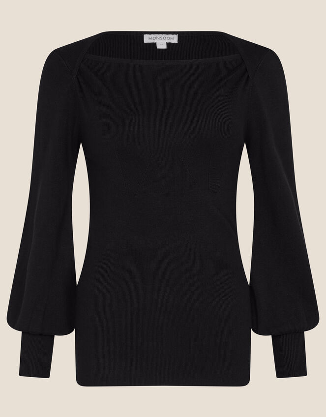 Envelope Neck Jumper, Black (BLACK), large