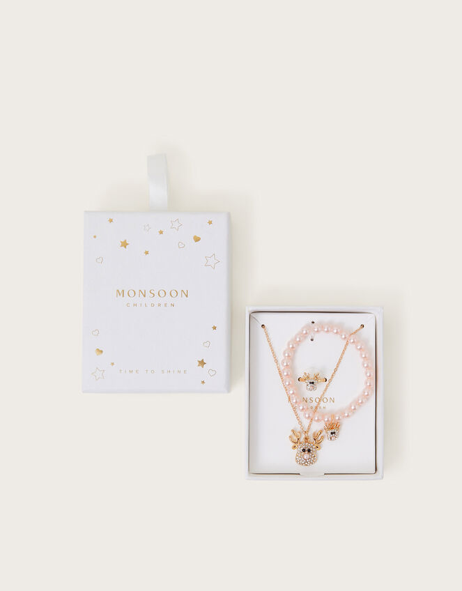 Pearly Reindeer Boxed Jewellery Set, , large