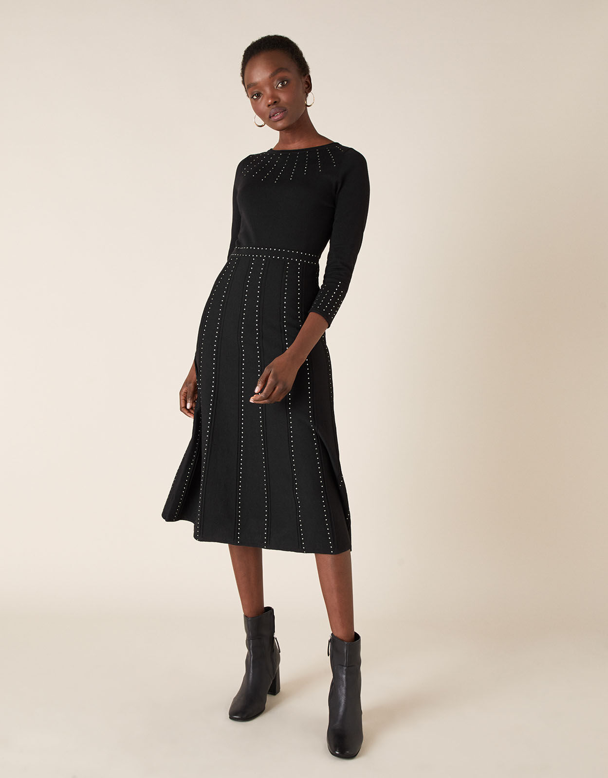 Knitted black midi deals dress