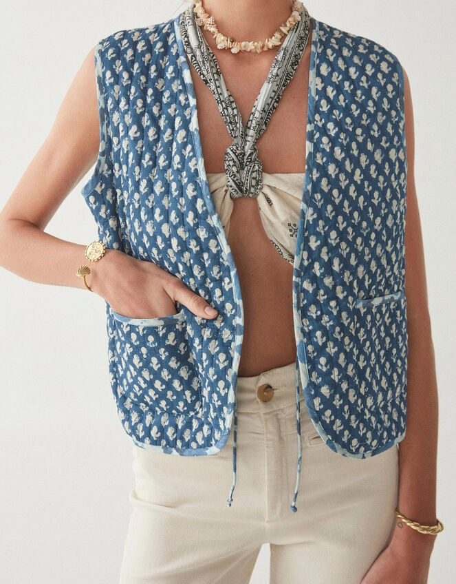 Maison Hotel Reversible Quilted Waistcoat, Blue (BLUE), large