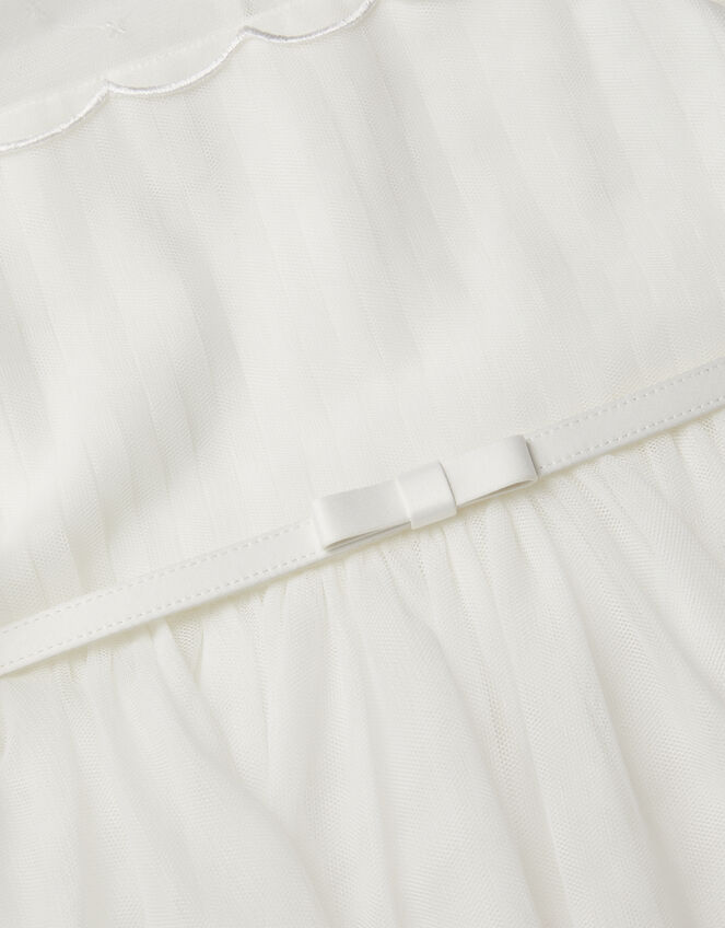 Gracia Embroidered Yoke Tulle Dress, Ivory (IVORY), large