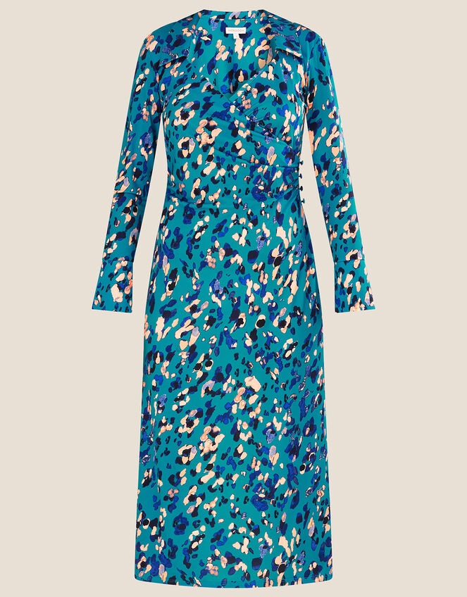 Drape Animal Print Jersey Dress Blue | Work Dresses | Monsoon UK.