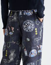 Scotch & Soda Gia Print Wide Leg Trousers, Blue (NAVY), large