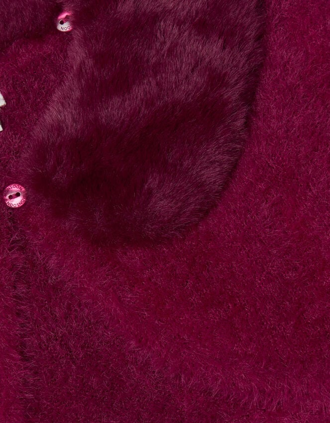 Baby Detachable Collar Fuzzy Cardigan, Red (BURGUNDY), large