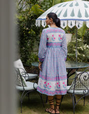 Dilli Grey Jackie Floral Tunic Midi Dress, Blue (BLUE), large