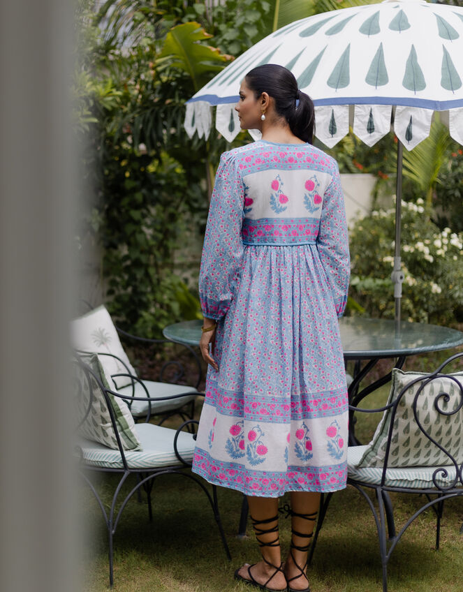 Dilli Grey Jackie Floral Tunic Midi Dress, Blue (BLUE), large