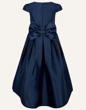 Katharine Duchess Twill High-Low Dress, Blue (NAVY), large