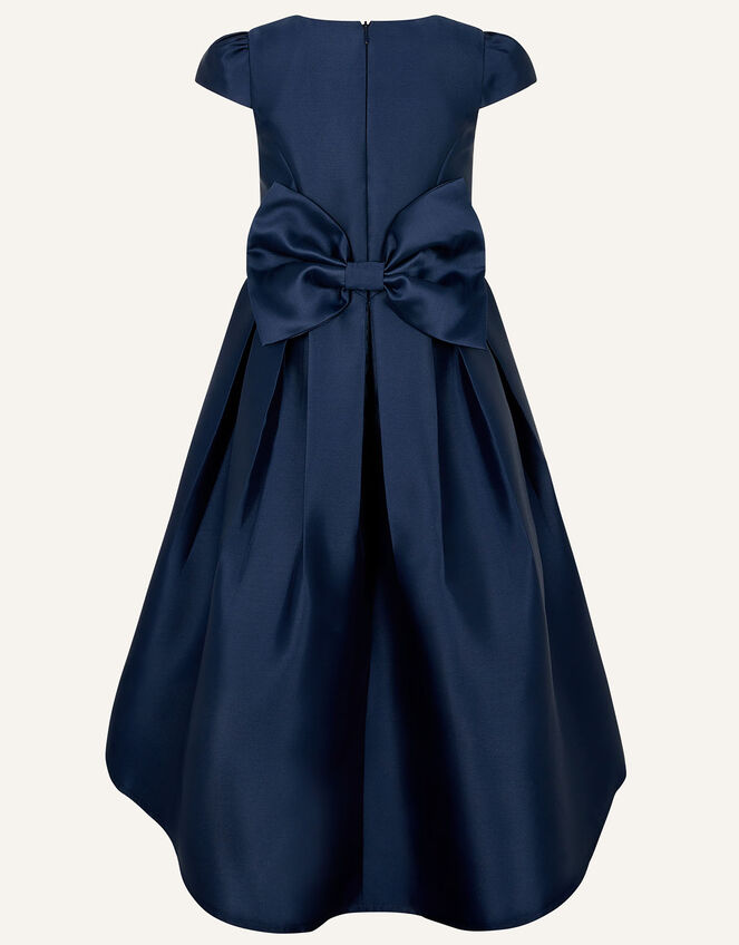 Katharine Duchess Twill High-Low Dress, Blue (NAVY), large