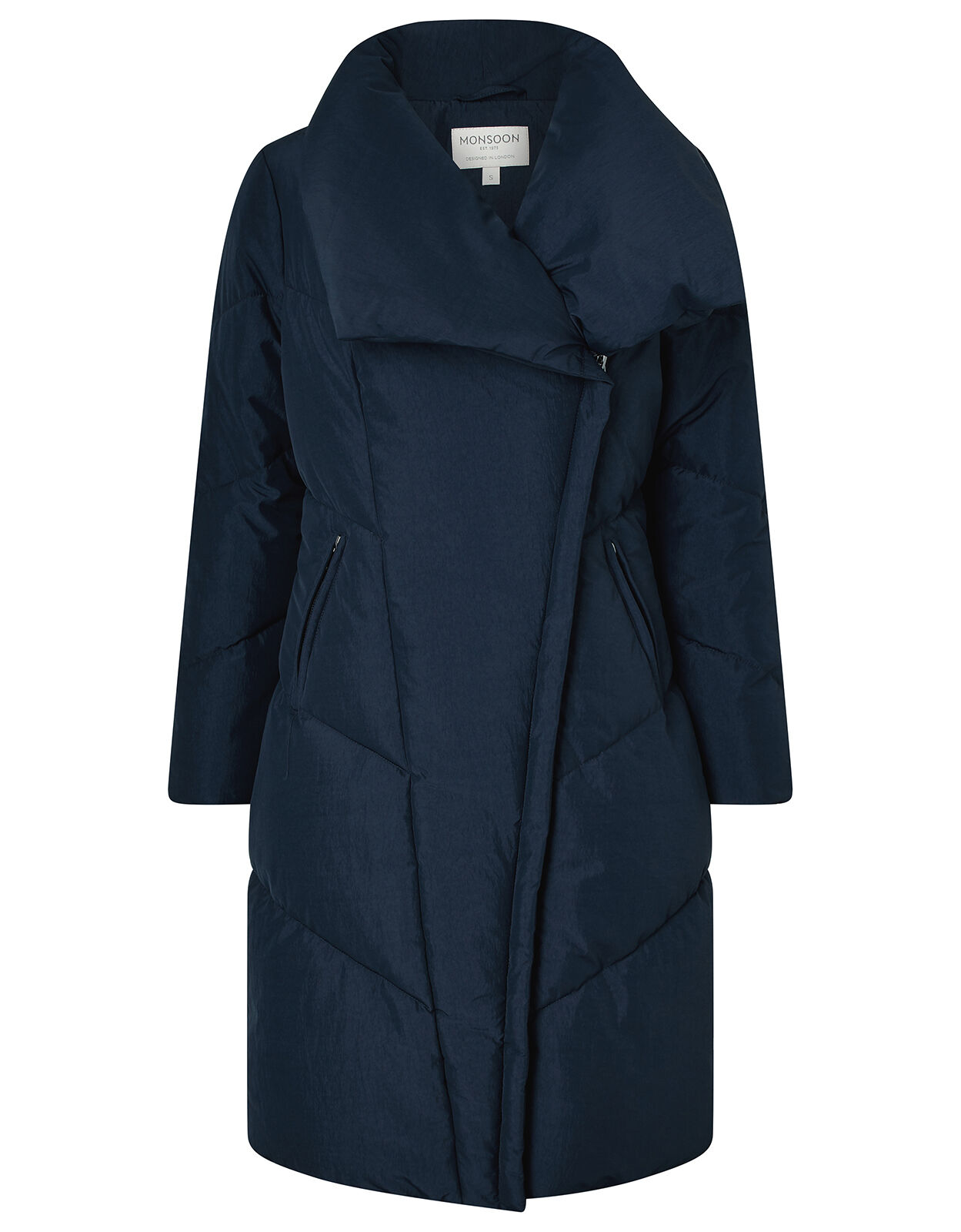 Dhalia Long Duvet Coat Blue Women s Coats Monsoon UK