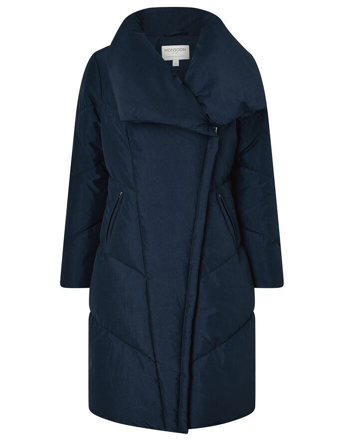 Dhalia Long Duvet Coat Blue Women's Coats Monsoon UK.