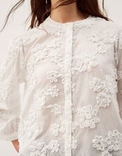 Blair Floral Embroidered Blouse, White (WHITE), large