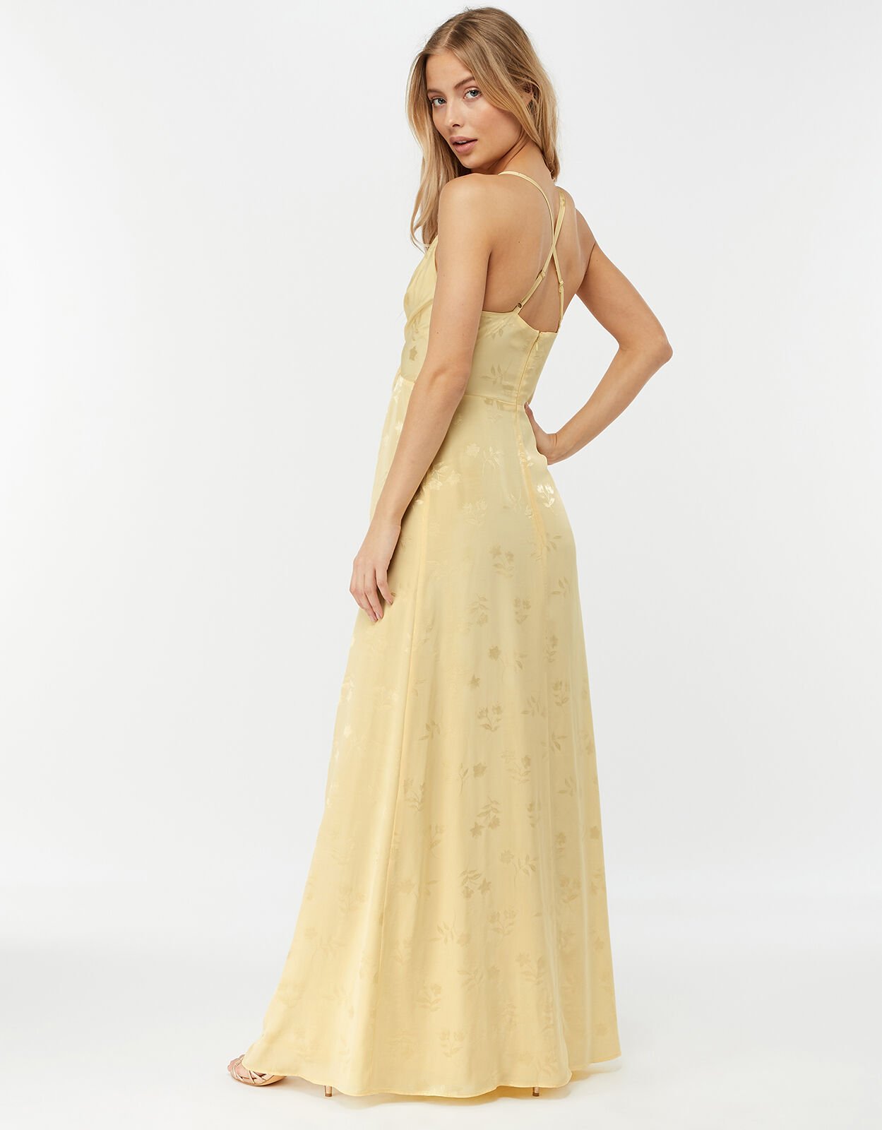 Karlie Knot Front Jacquard Dress Yellow