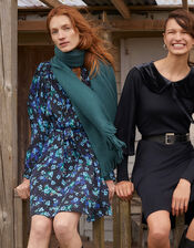 Ditsy Print Short Shirt Dress, Black (BLACK), large