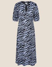 Animal Print Jersey Midi Dress, Blue (BLUE), large