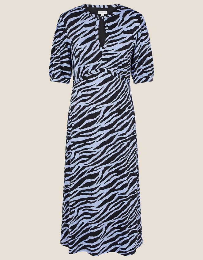 Animal Print Jersey Midi Dress, Blue (BLUE), large