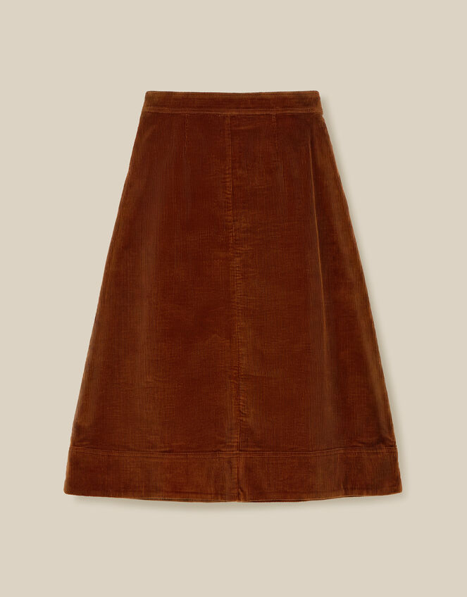Nicky Corduroy Midi Skirt, Brown (COGNAC), large