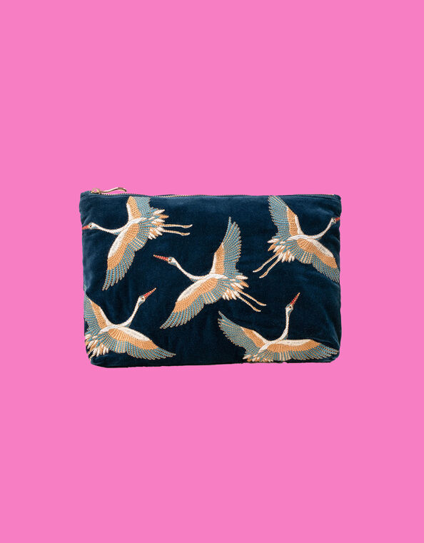 Elizabeth Scarlett Crane Velvet Pouch, , large