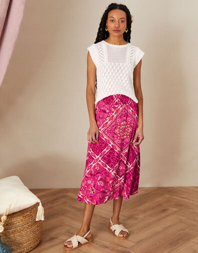 Scarf Jersey Maxi Skirt with LENZING™ ECOVERO™ Pink, Pink (PINK), large