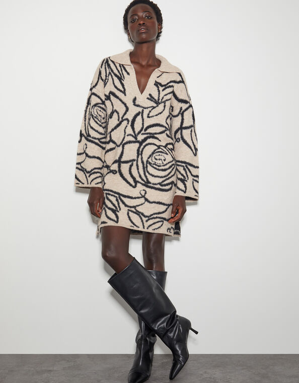 Ria Rose Knit Jumper Dress, Ivory (IVORY), large