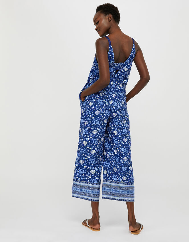 Billie Printed Jumpsuit in LENZING™ ECOVERO™ , Blue (BLUE), large
