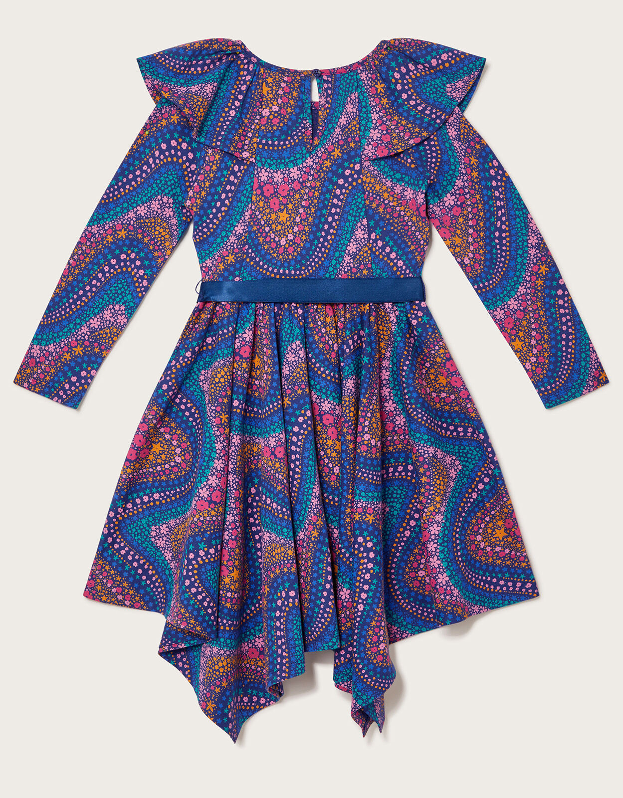 Wave Print Long Sleeve Jersey Dress 