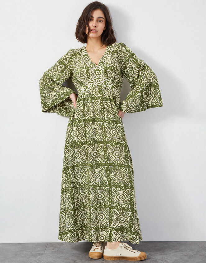 East Ashley Batik Maxi Dress, Green (GREEN), large
