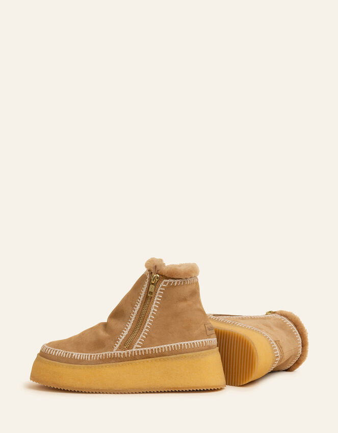 Laidback London Setsu Platform Suede Ankle Boots, Camel (BEIGE), large