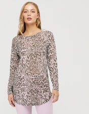 Brandy Leopard Knit Jumper in Linen Blend, Multi (MULTI), large