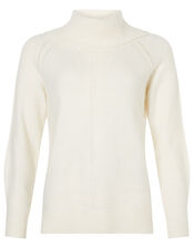 Cowl Neck Knit Jumper, Ivory (IVORY), large