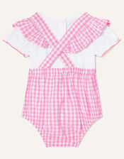 Newborn Floral Gingham Romper Set, Pink (PINK), large