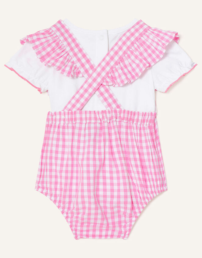 Newborn Floral Gingham Romper Set, Pink (PINK), large
